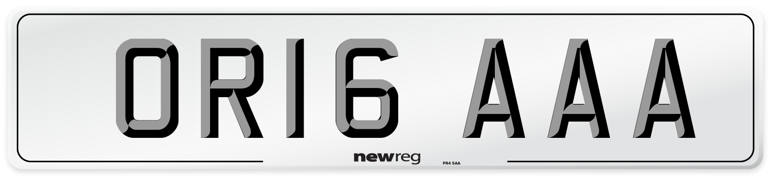 OR16 AAA Number Plate from New Reg